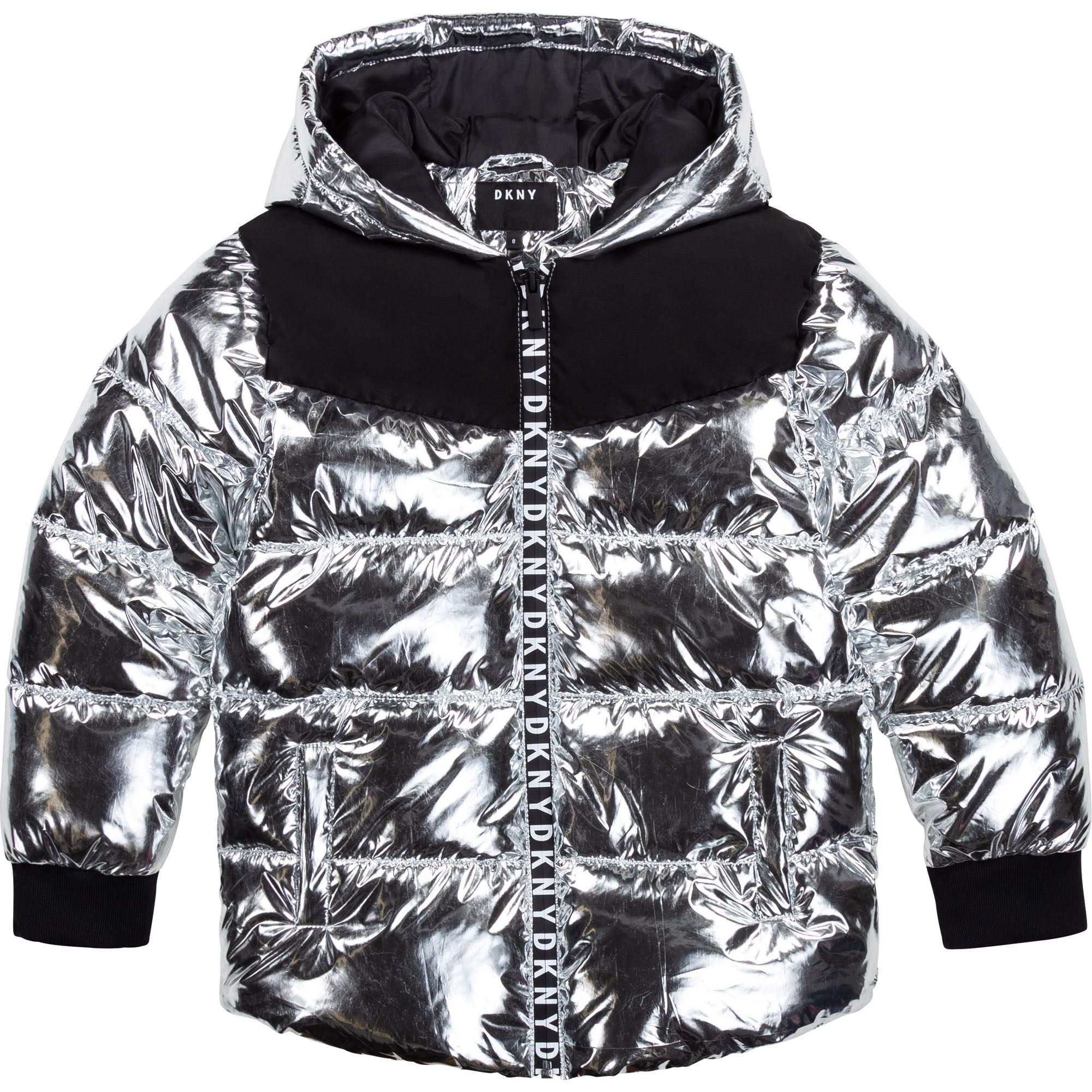 DKNY Silver Puffer Jacket D36643 - Little Angels Childrenswear