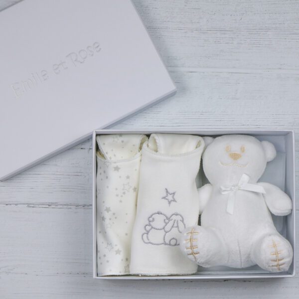 Emile et Rose Teddie White Bib Gift Set 4235