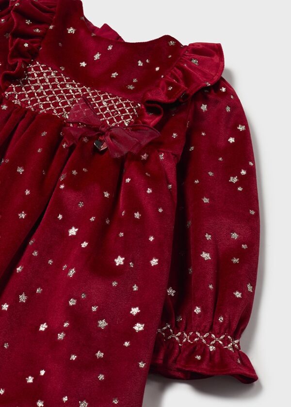 Mayoral Toddler Red Velvet Dress 2904 - Image 2