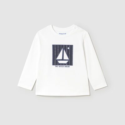 Mayoral Toddler White Long Sleeve T-Shirt 1068