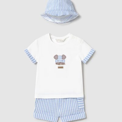 Mayoral Baby Blue Shorts & Hat Set 1201