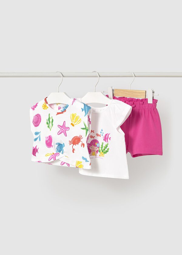 Mayoral Toddler Pink 3 Piece Shorts Set 1232 - Image 2