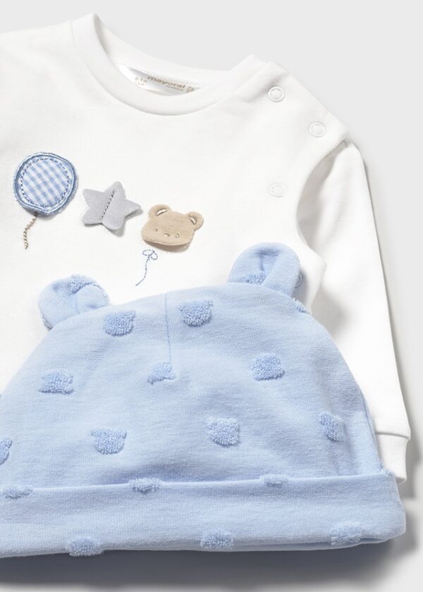 Mayoral Baby Blue Set With Hat 1557 - Image 2