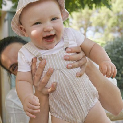 Mayoral Baby Beige Romper & Hat Set 1602