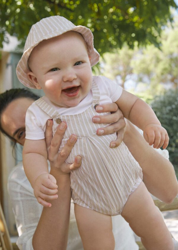 Mayoral Baby Beige Romper & Hat Set 1602