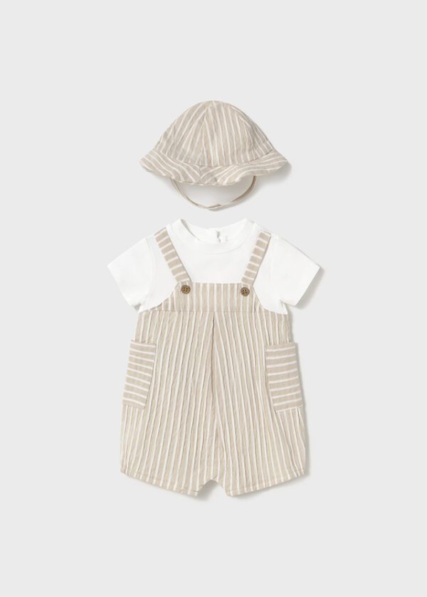 Mayoral Baby Beige Romper & Hat Set 1602 - Image 2