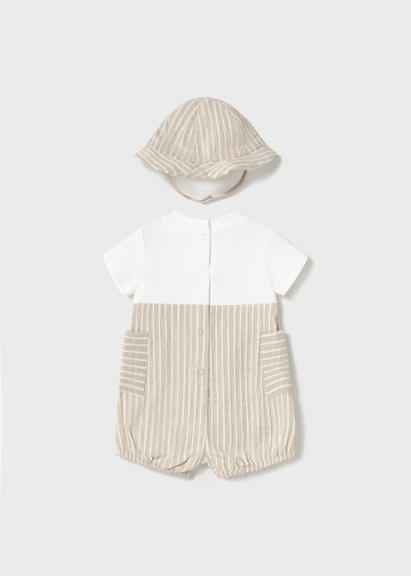 Mayoral Baby Beige Romper & Hat Set 1602 - Image 4