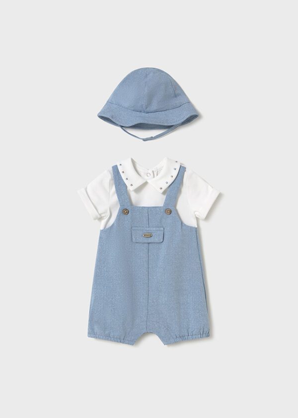 Mayoral Baby Blue Dungaree & Hat 1605