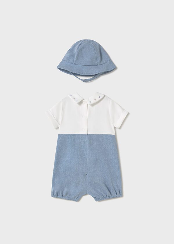 Mayoral Baby Blue Dungaree & Hat 1605 - Image 3