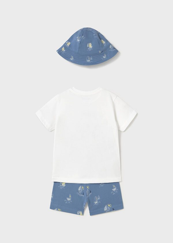 Mayoral Toddler Blue Shorts Set With Hat 1655 - Image 5