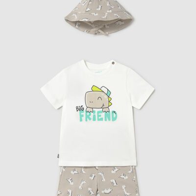 Mayoral Toddler Beige Shorts & Hat Set 1655