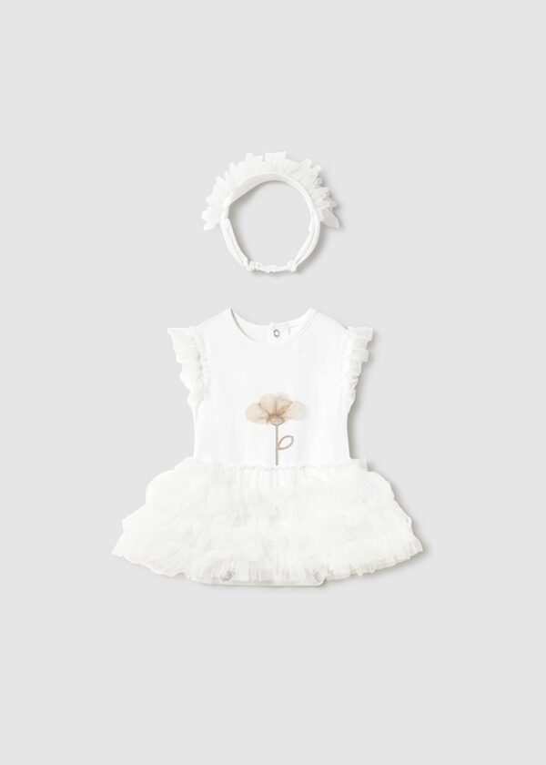 Mayoral Baby White Romper & Headband Set 1756