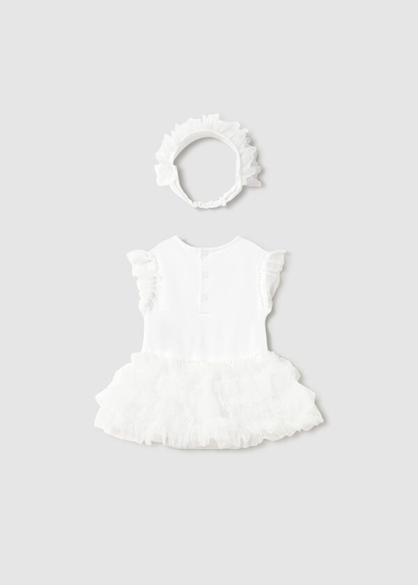 Mayoral Baby White Romper & Headband Set 1756 - Image 3