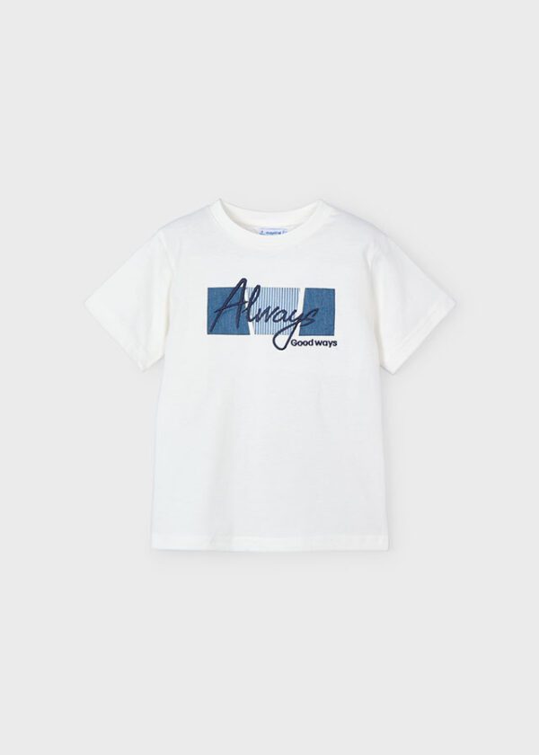 Mayoral  Cream Short Sleeve T-Shirt 3025 - Image 3