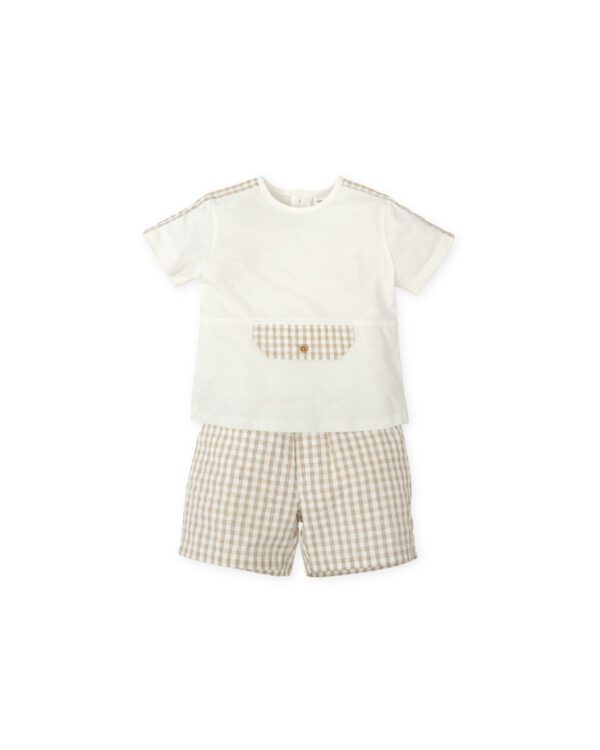 Tutto Piccolo Beige Shorts Set 2710