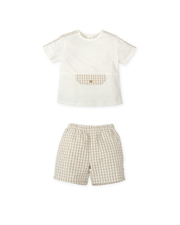 Tutto Piccolo Beige Shorts Set 2710 - Image 2