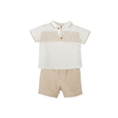 Tutto Piccolo Beige Shorts Set 2720