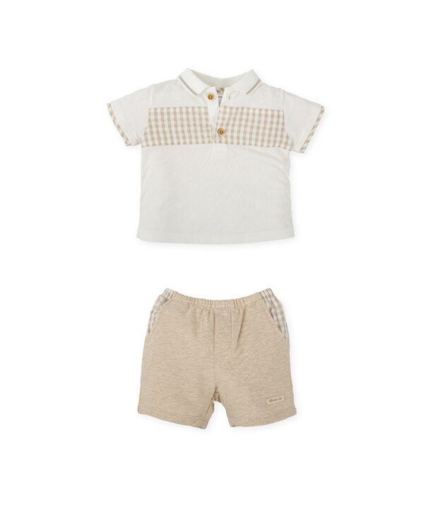 Tutto Piccolo Beige Shorts Set 2720 - Image 2