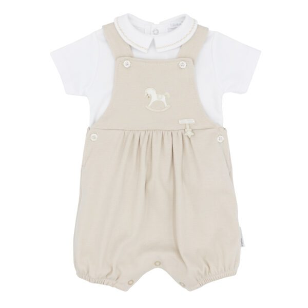 Blues Baby Sitges Beige Dungaree Set 1737 - Image 3