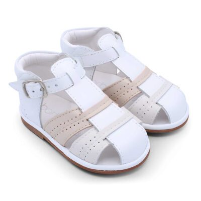 Borboleta Augusto White & Beige Sandals