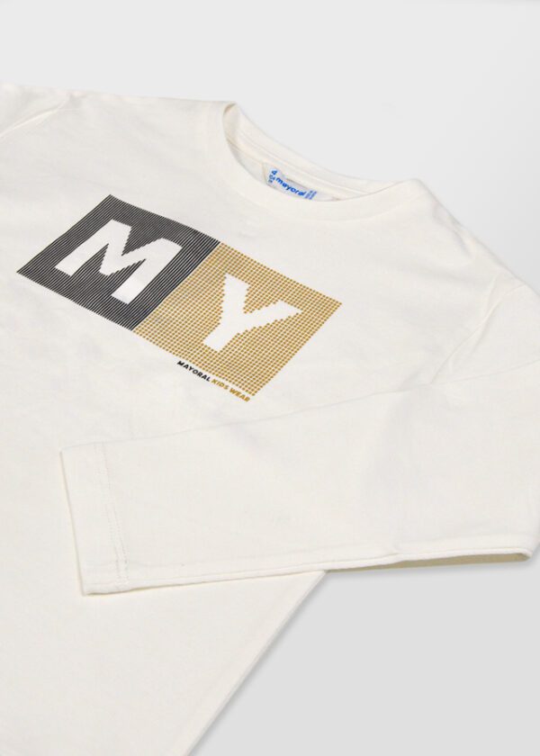 Mayoral Cream Long Sleeve T-Shirt 173 - Image 2
