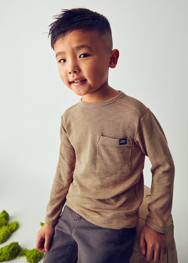 Mayoral Beige Long Sleeve T-Shirt 4082 - Image 2