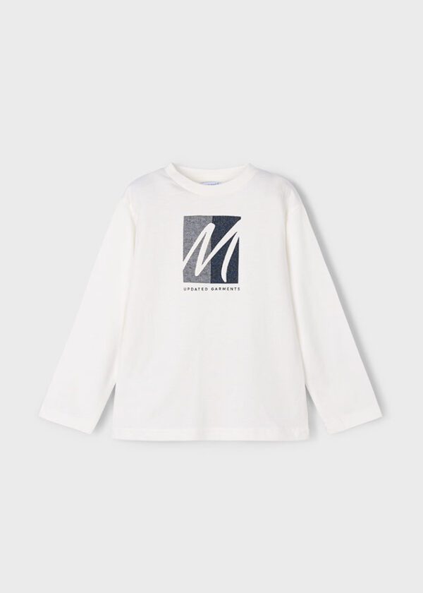 Mayoral Cream Long Sleeve T-Shirt 4086 - Image 3
