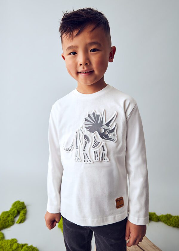 Mayoral Cream Long Sleeve T-Shirt 4089