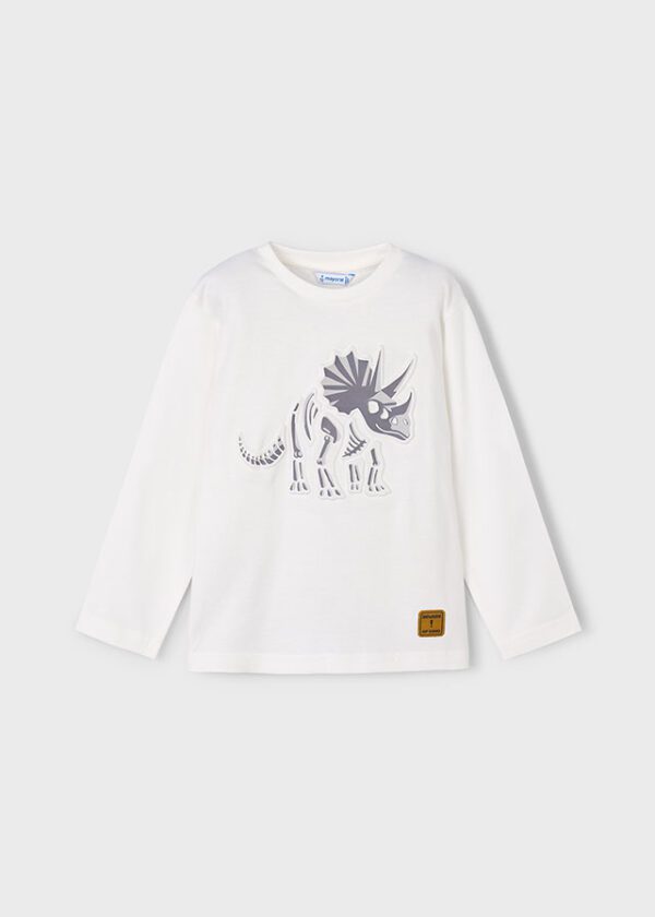 Mayoral Cream Long Sleeve T-Shirt 4089 - Image 2