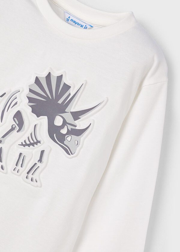 Mayoral Cream Long Sleeve T-Shirt 4089 - Image 3