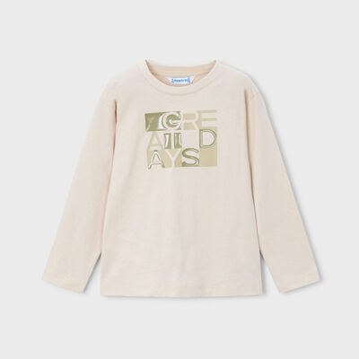 Mayoral Beige Long Sleeve T-Shirt 4095