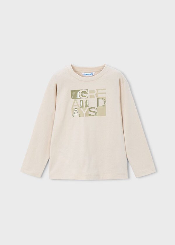 Mayoral Beige Long Sleeve T-Shirt 4095