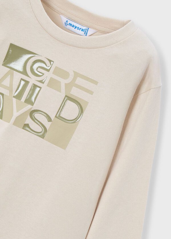 Mayoral Beige Long Sleeve T-Shirt 4095 - Image 2