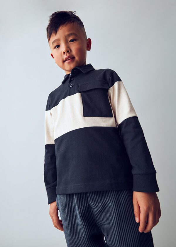 Mayoral Navy Long Sleeve Polo 4121 - Image 2