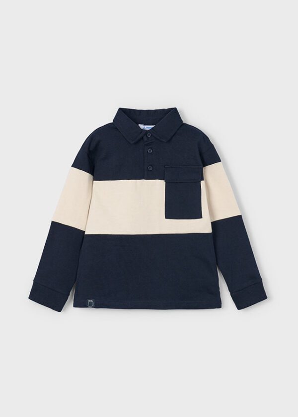 Mayoral Navy Long Sleeve Polo 4121 - Image 3