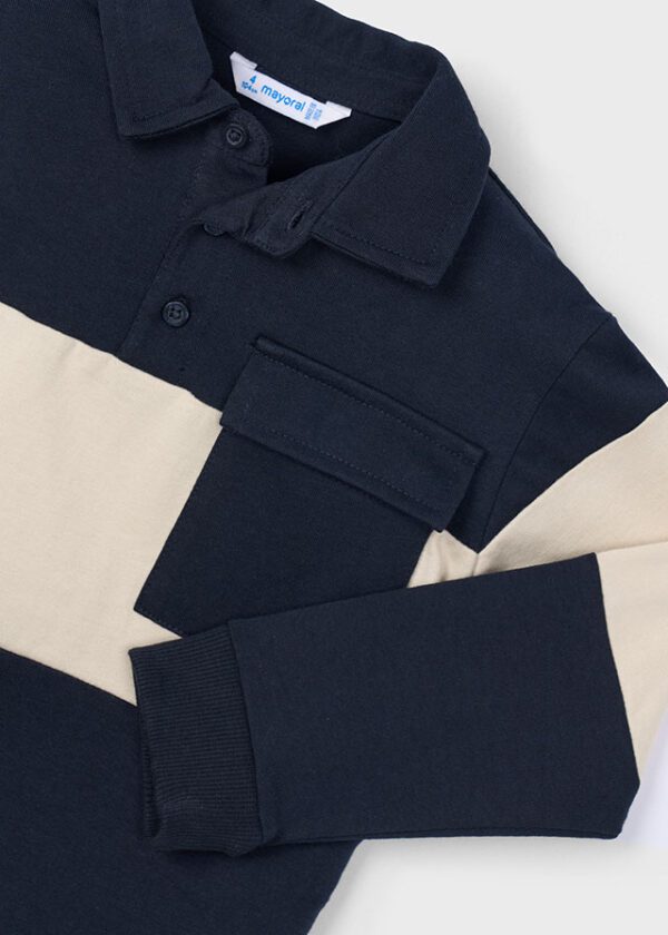 Mayoral Navy Long Sleeve Polo 4121 - Image 4