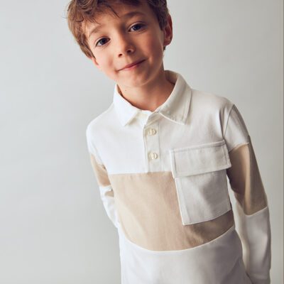 Mayoral Cream Long Sleeve Polo 4121