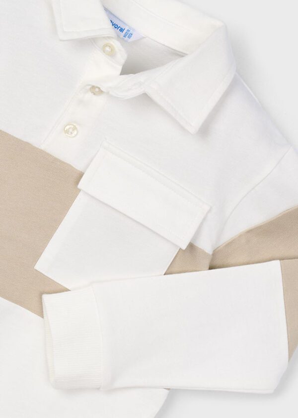 Mayoral Cream Long Sleeve Polo 4121 - Image 3