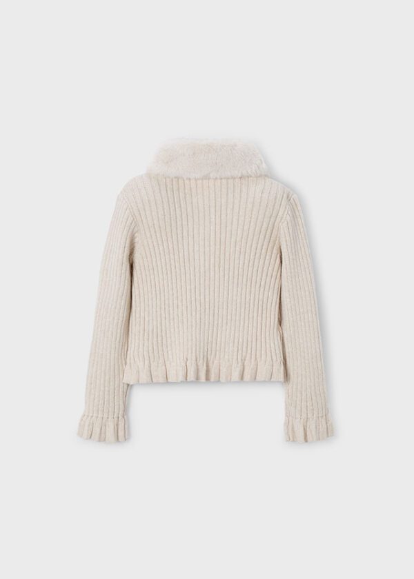 Mayoral Cream Fur Collar Cardigan 4311 - Image 3