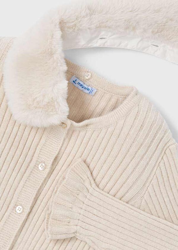 Mayoral Cream Fur Collar Cardigan 4311 - Image 2