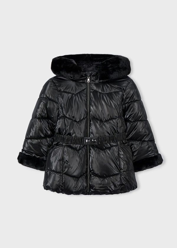 Mayoral Black Glossy Coat 4448