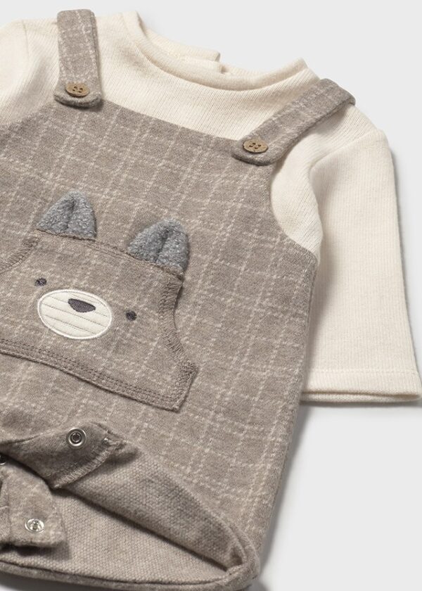 Mayoral Baby Beige Dungaree Set 2645 - Image 2