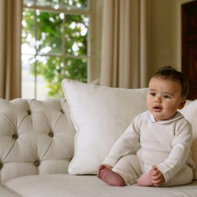 Emile et Rose Harley Beige Knit Set with Hat 2592