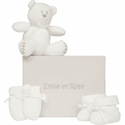 Emile et Rose Kelsey White Mitts & Boottee Gift Set 4240
