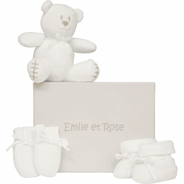 Emile et Rose Kelsey White Mitts & Boottee Gift Set 4240