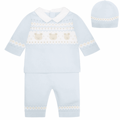 Emile et Rose Kipling Blue Knit 3 Piece Set