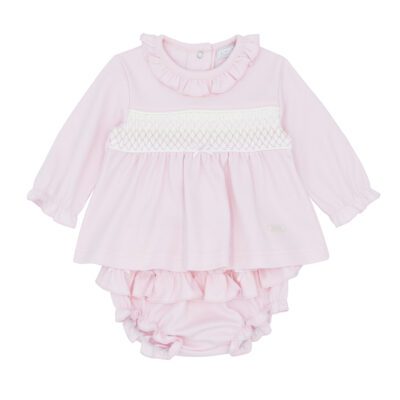 Amore Pink Smocked Jam Pants Set 0038