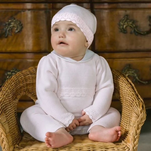 Emile et Rose Kat Pink Knit Set with Hat