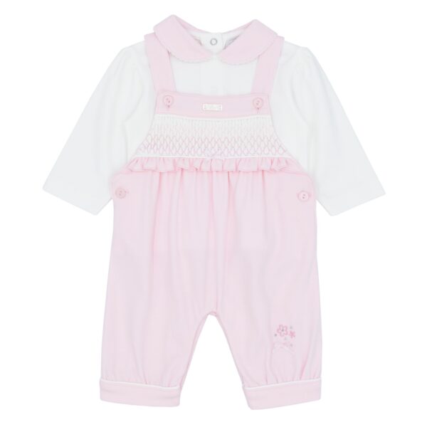 Amore Pink Smocked Dungaree Set 0027