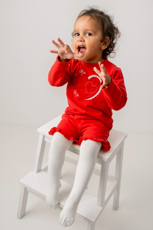 Pastels & Co Daisy Red Shorts Set 312C - Image 2